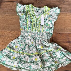 Poupette St. Barth Green and Yellow Floral Kids Dress